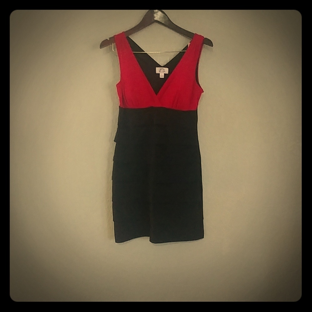 Fitted red and black dress